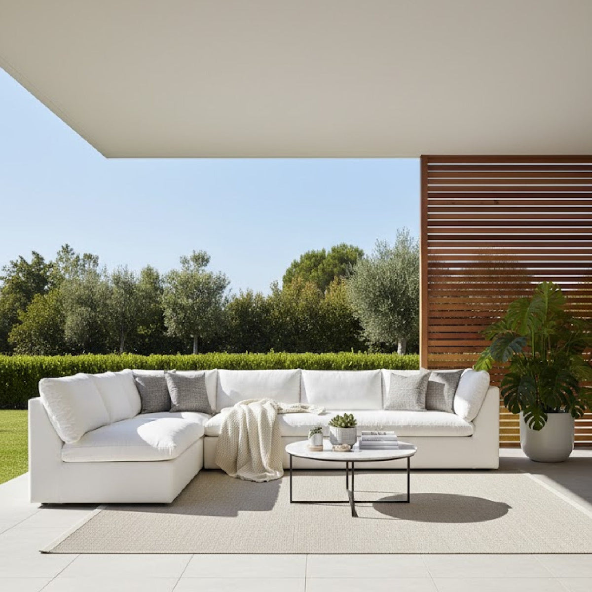 Modern European furniture - 5-Piece White Outdoor Modular Sofa - www.oroa.com