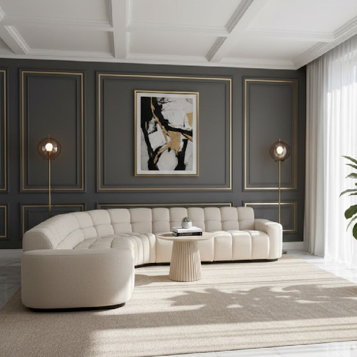 Square-Tufted L-Shaped Sectional Sofa | Novi Living Roman