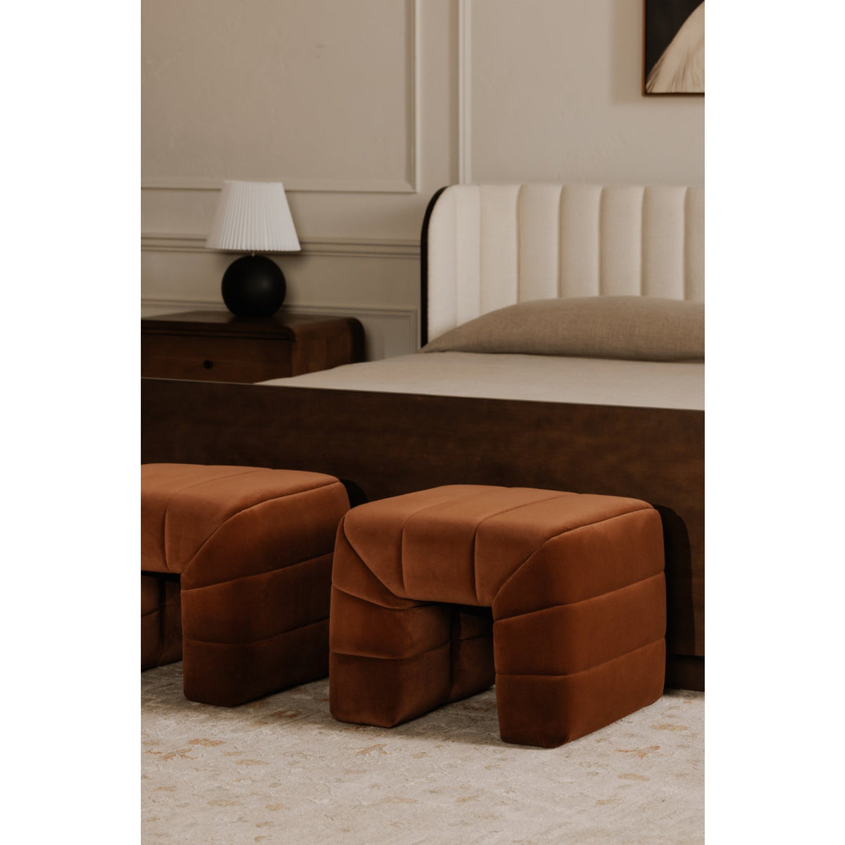 Modern European furniture - Wide Channel Detail Stool - www.oroa.com