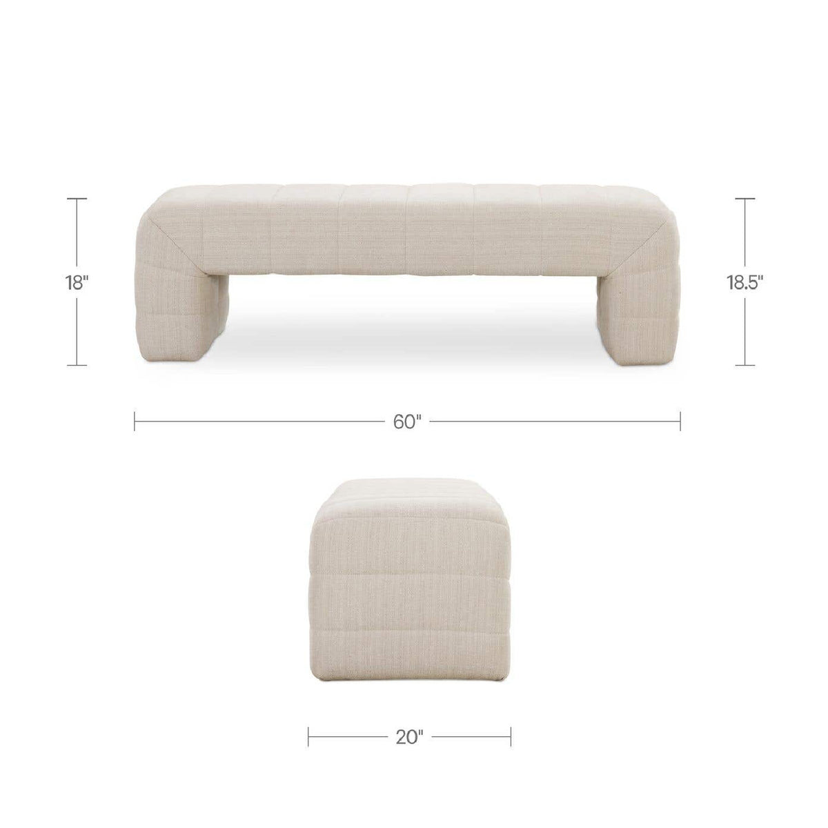 Channel Upholstered Bench | Novi Living Verity - www.oroa.com