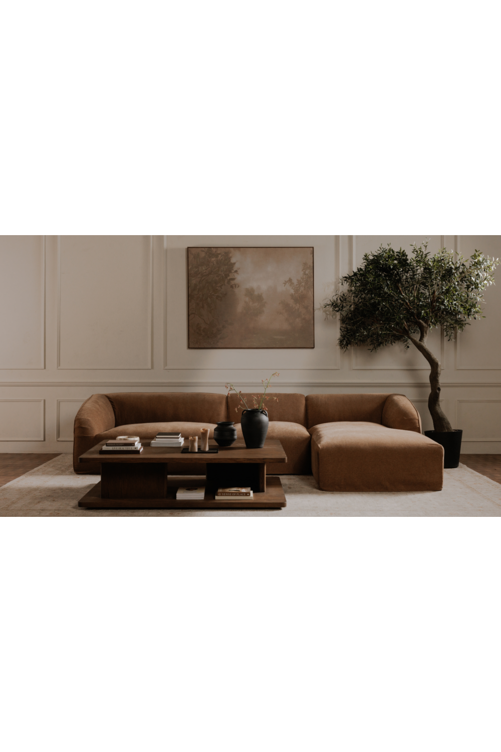 Modern European furniture - Brown Modular Sofa - www.oroa.com