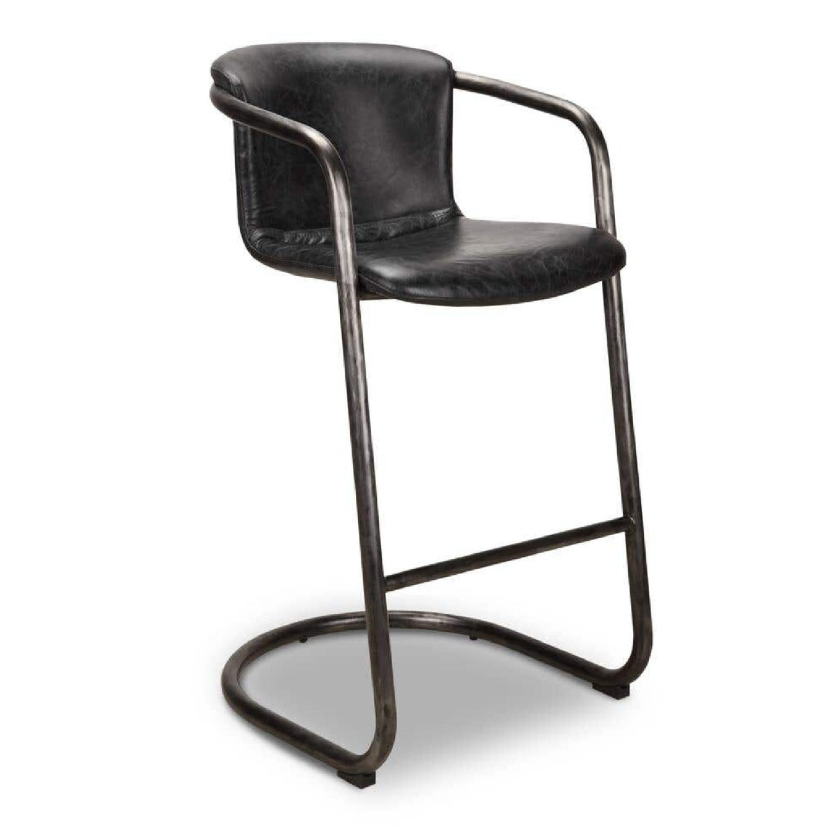Modern European furniture - Leather Cantilevered Bar Stool Set (2) - www.oroa.com