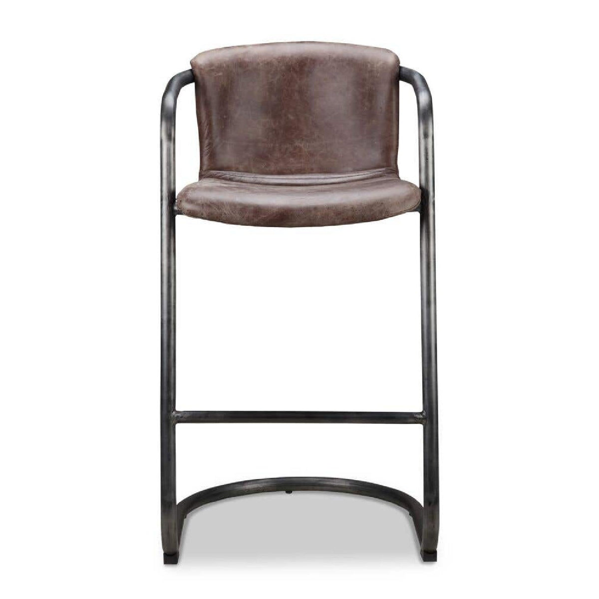Modern European furniture - Leather Cantilevered Bar Stool Set (2) - www.oroa.com