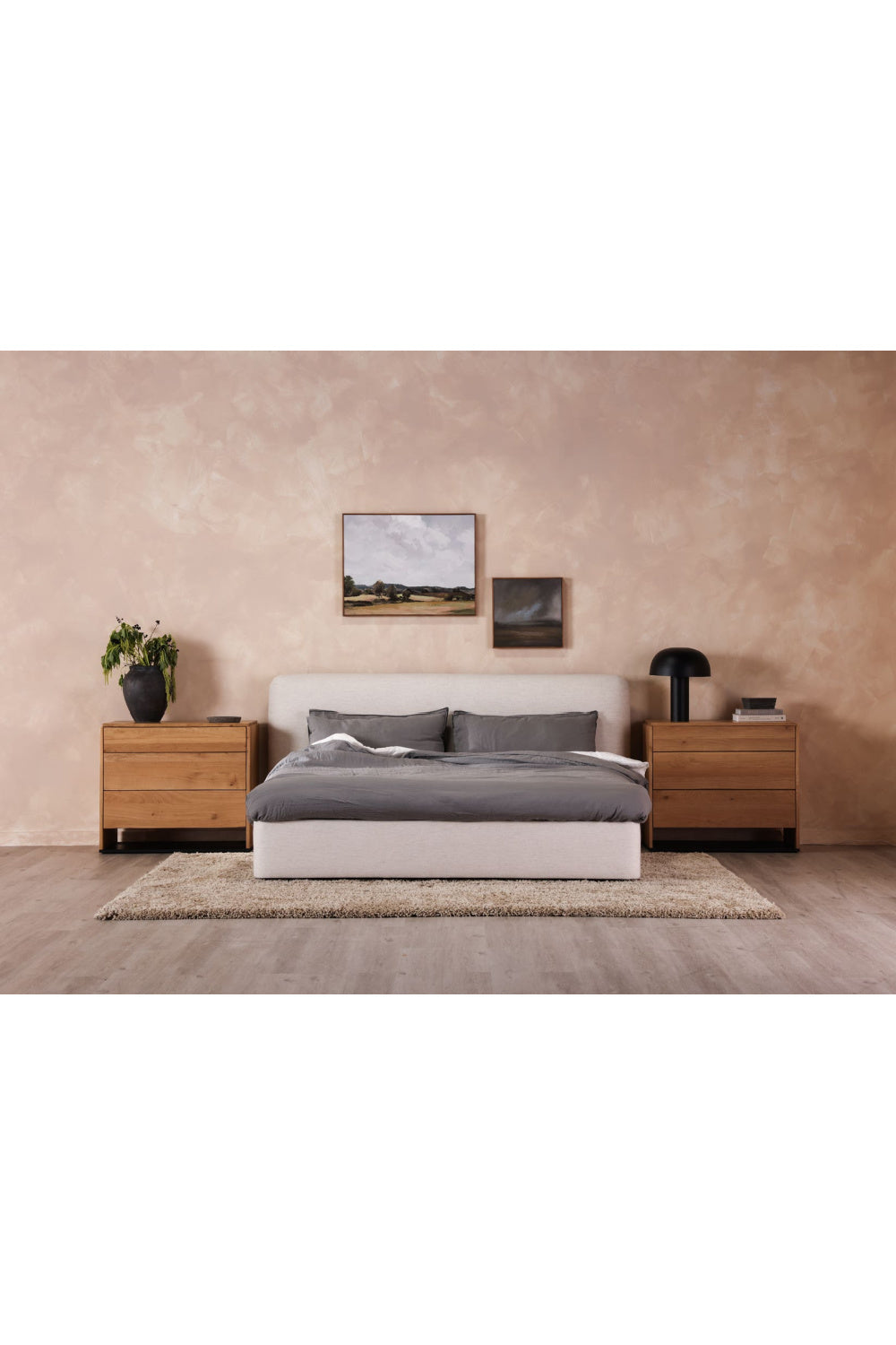 Modern European furniture - White Linen Queen Bed - www.oroa.com