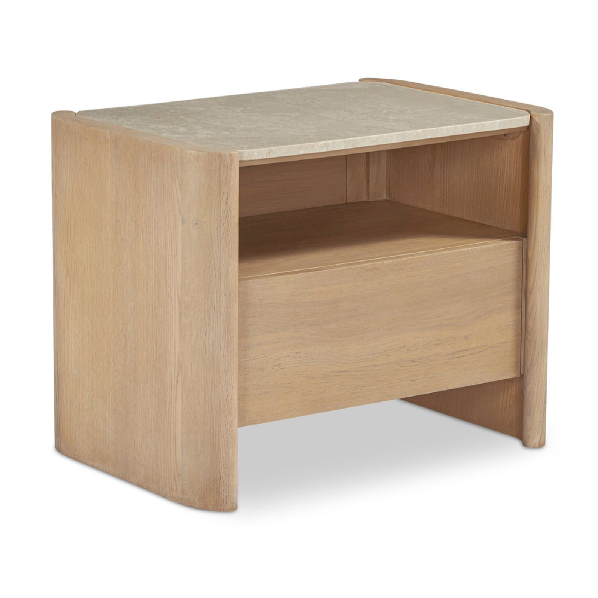 Modern European furniture - Marble Top Oak Nightstand - www.oroa.com