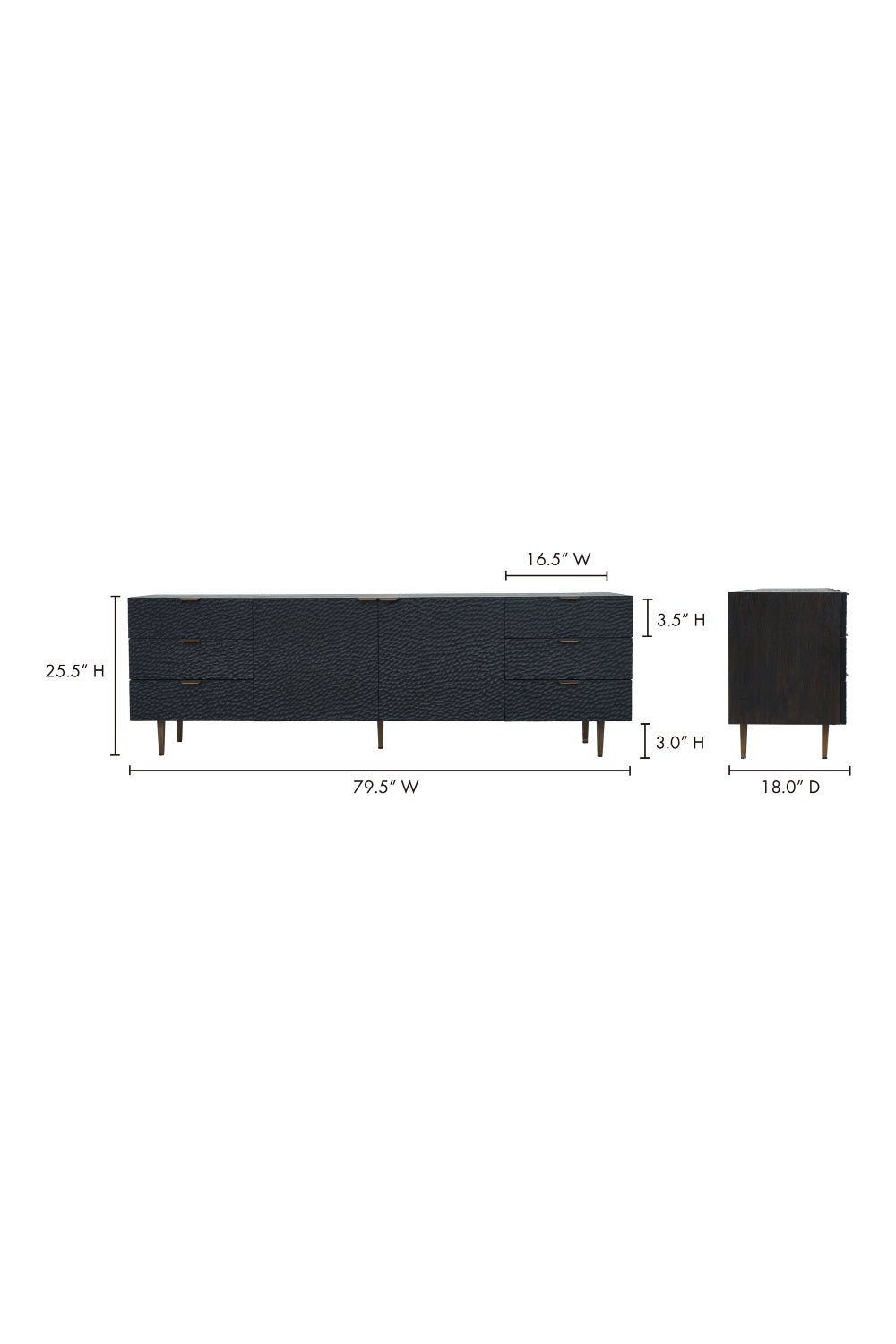Modern European furniture - Black Relief Carved Sideboard - www.oroa.com