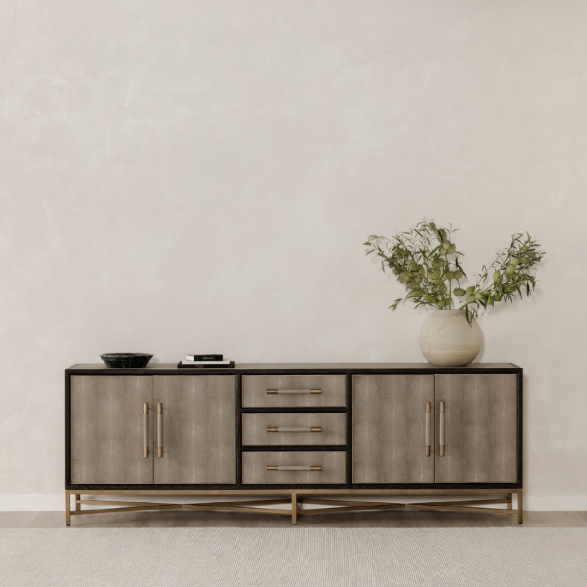 Modern European furniture - Vegan Leather 4-Door Sideboard - www.oroa.com