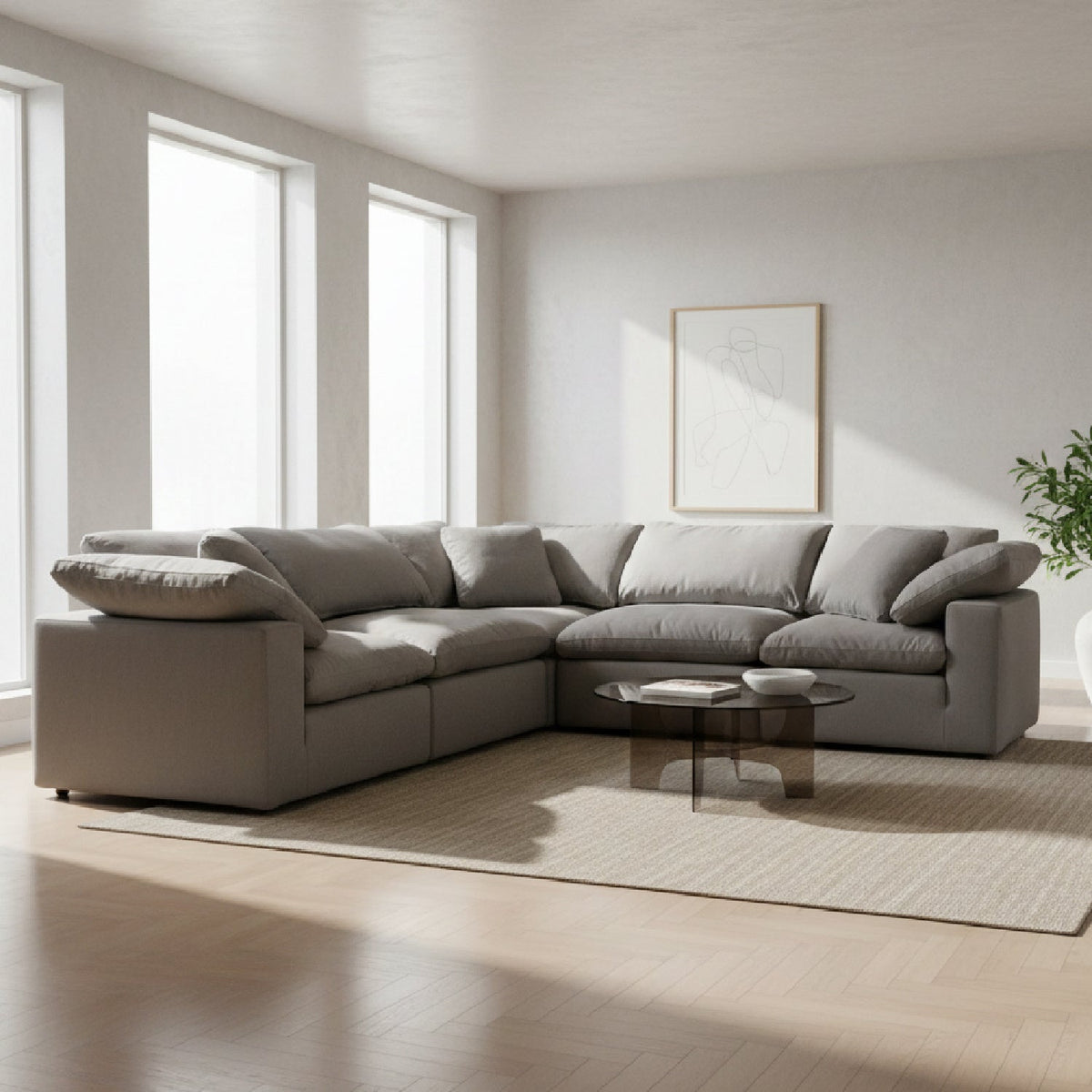 Modern European furniture - Fabric L-Shaped Modular Sofa - www.oroa.com