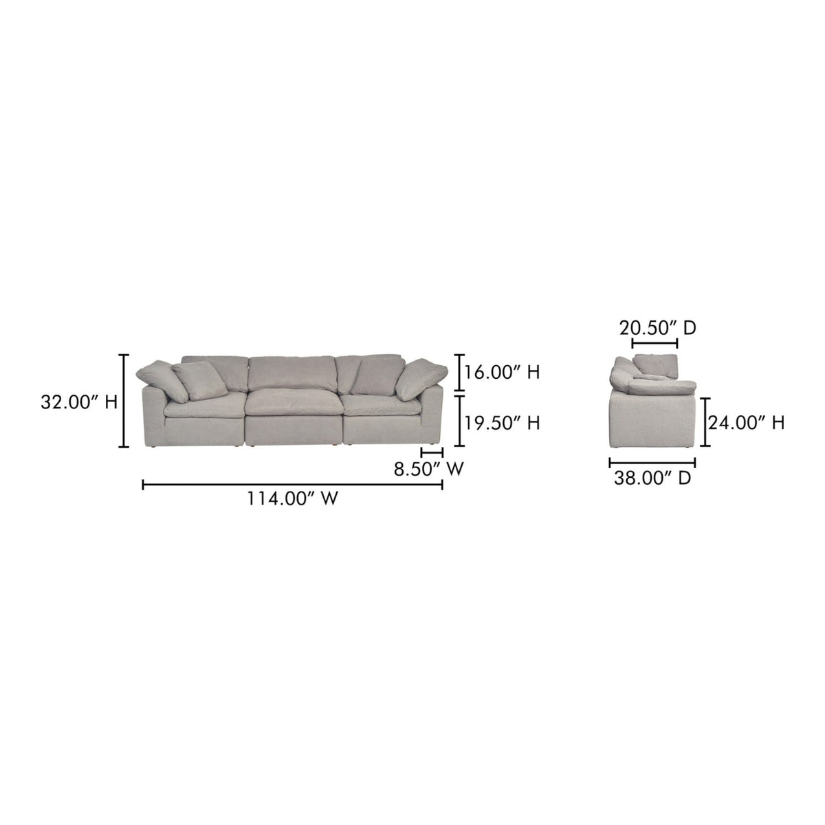 Modern European furniture - Thick Cushioned Modular Sofa - www.oroa.com