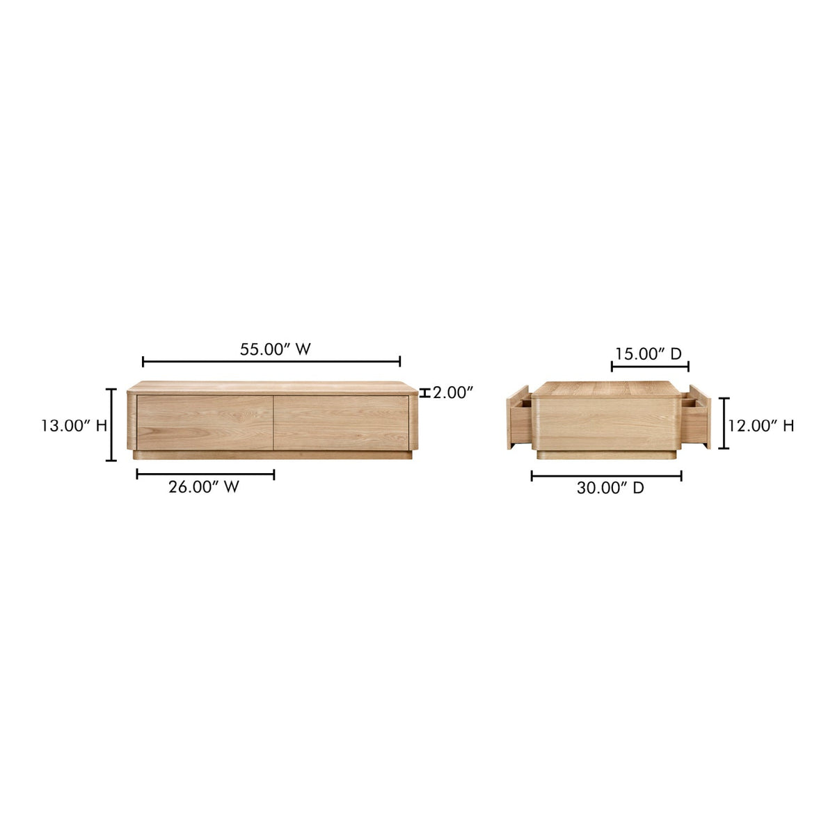 Modern European furniture - 2-Drawer Wooden Coffee Table - www.oroa.com