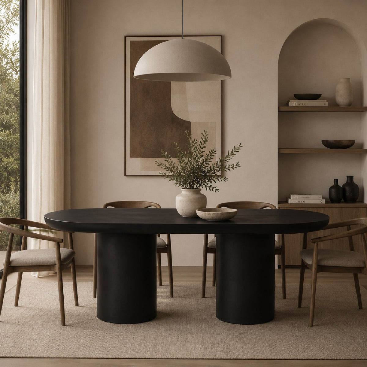 Modern European furniture - Black Indoor/Outdoor Oval Dining Table - www.oroa.com