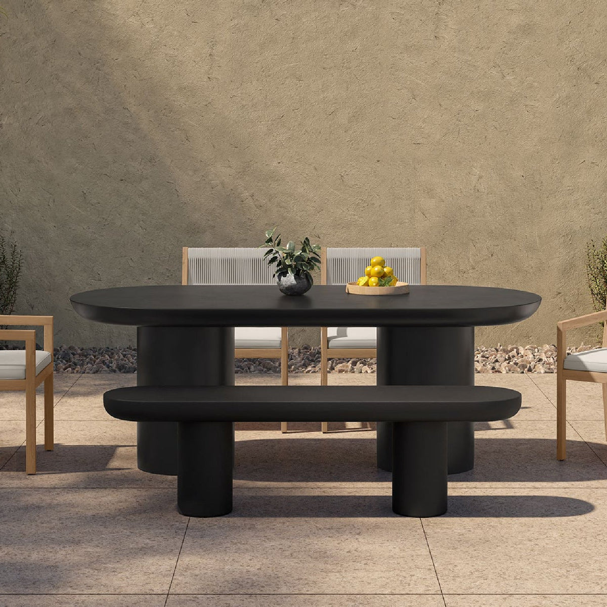 Modern European furniture - Black Indoor/Outdoor Oval Dining Table - www.oroa.com