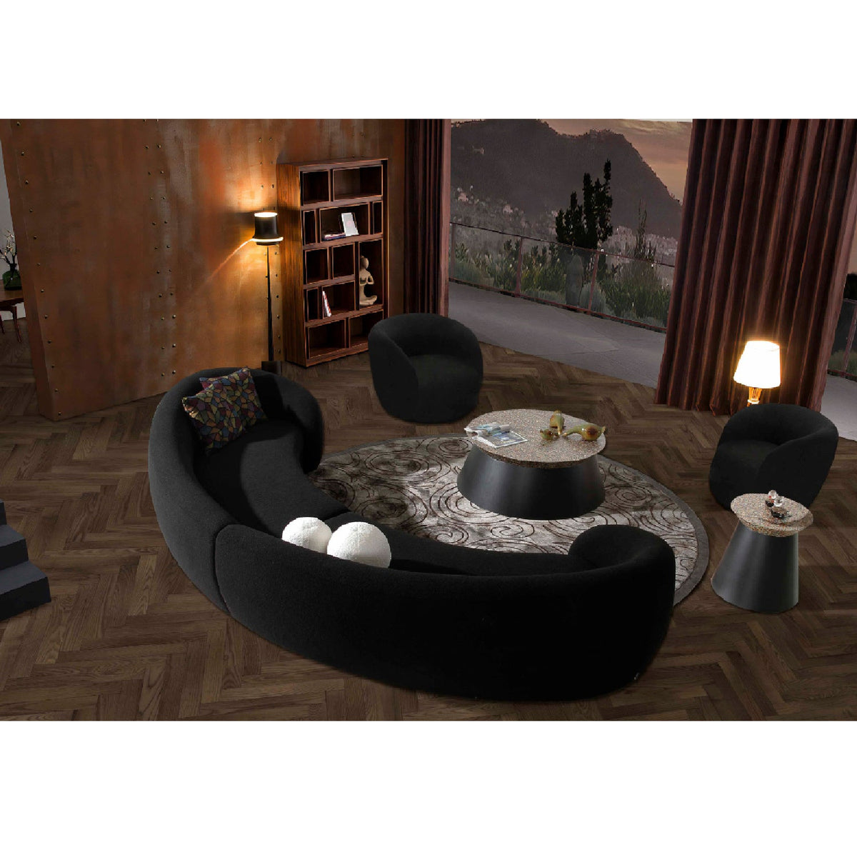 Black Rounded Accent Chair | OROA Modern Molina