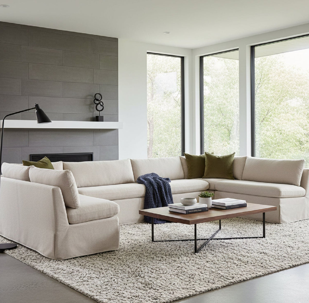 Modern European furniture - Beige U-Shaped Dining Banquette Slipcover L - www.oroa.com