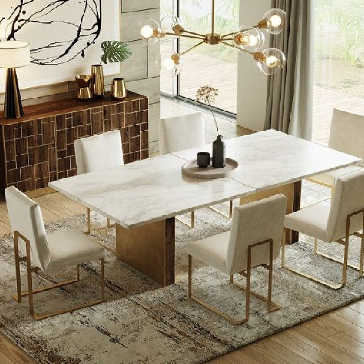 White Marble Rectangular Dining Table | OROA Modern Auer