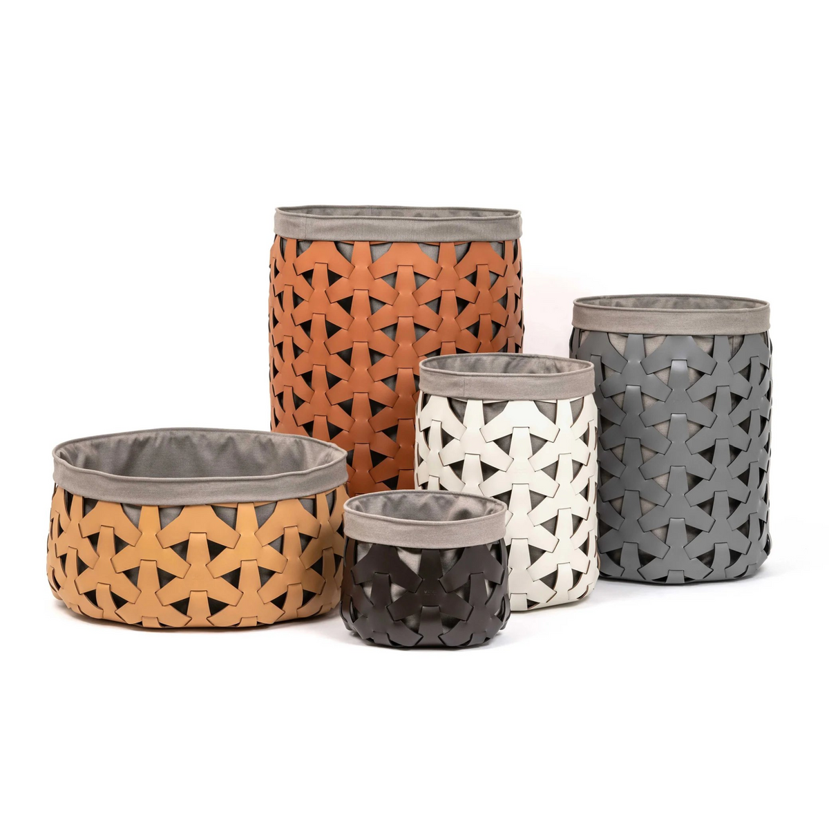 Woven Leather Maxi Round Basket | Pinetti Granada