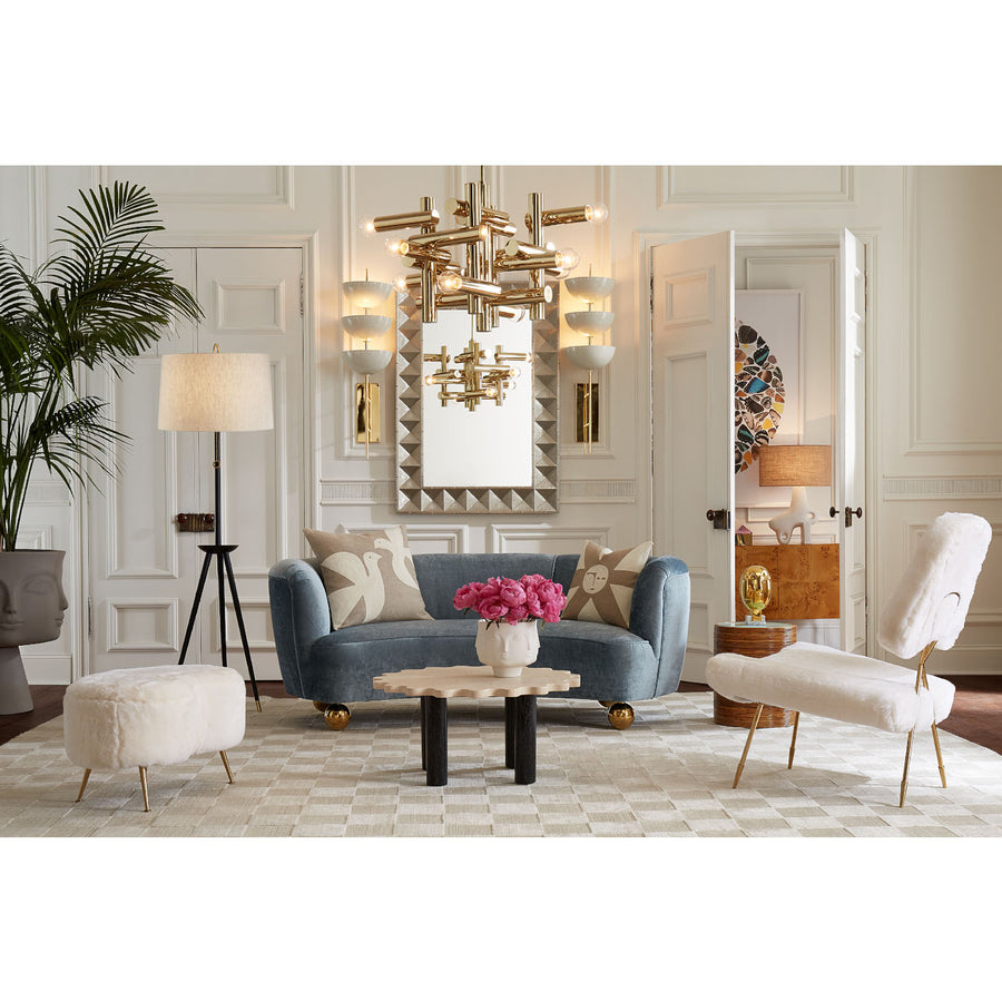 Brass Legs Upholstered Ottoman | Jonathan Adler Kidney | Oroa.com