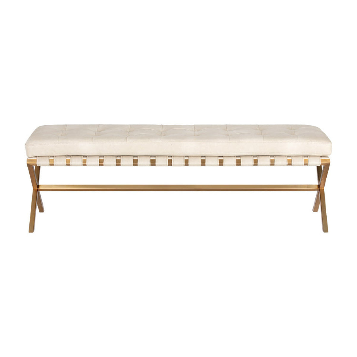 Button Tufted Leather Bench by Splendido Kenji, alternate view 3