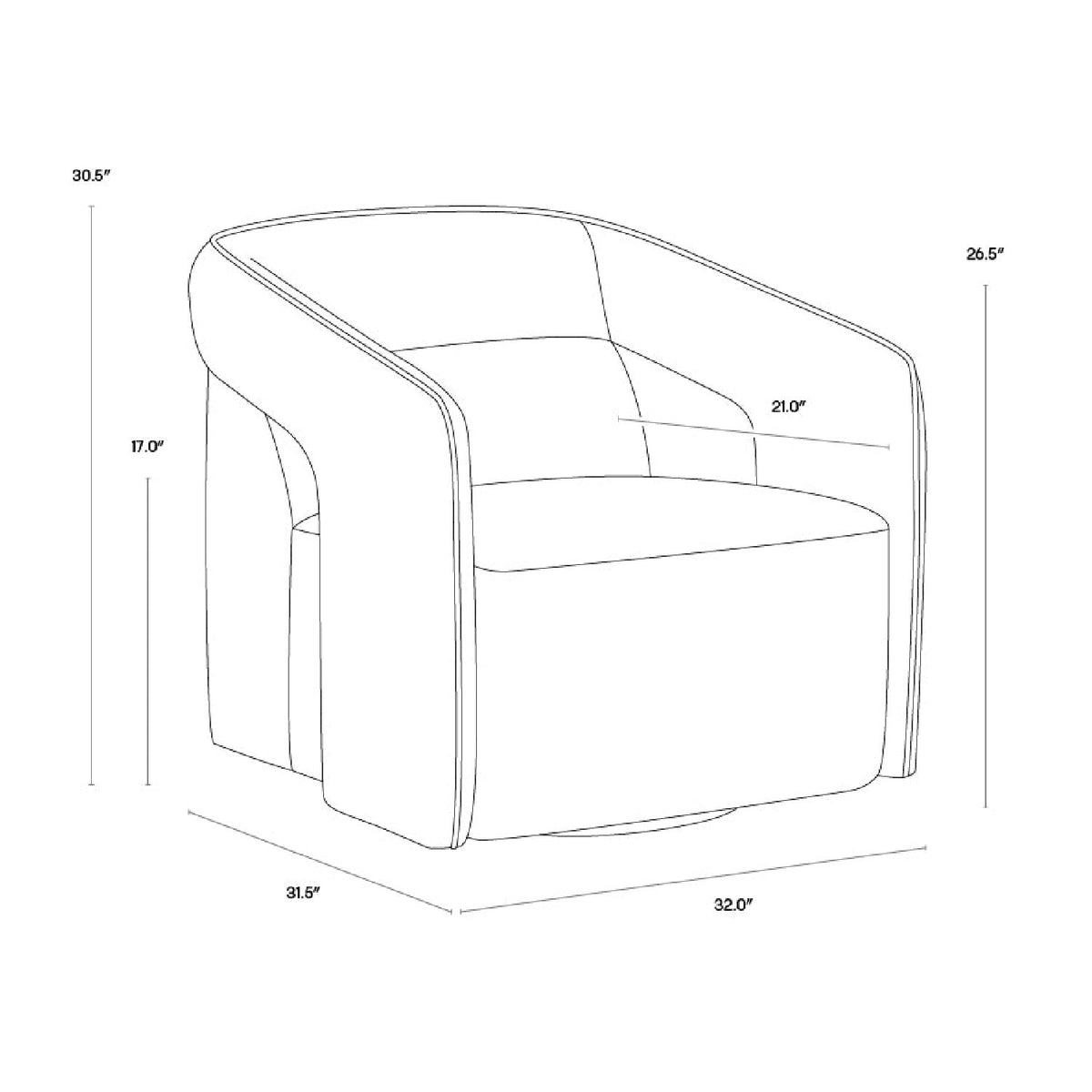 Fabric Upholstered Swivel Lounge Chair by Splendido Kendrick Accent Chair, alternate view 17