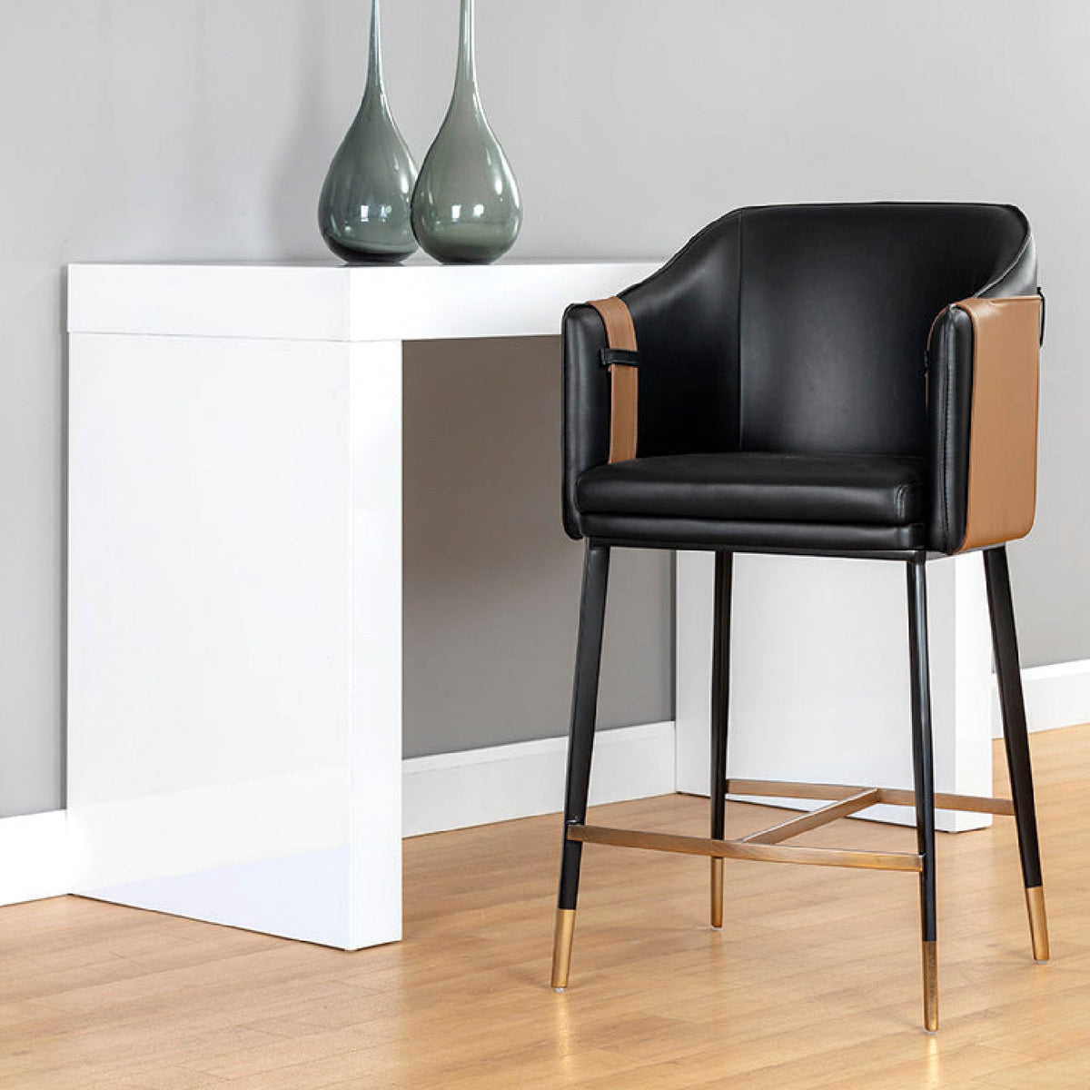 Two-Toned Leather Counter Stool by Splendido Carter, alternate view 9