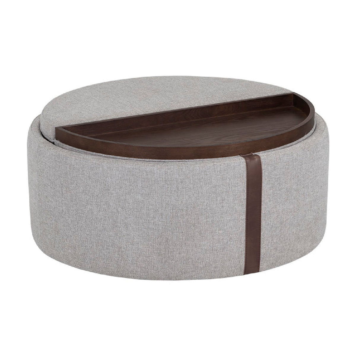 Round Leather Wheeled Storage Ottoman by Splendido Borelli