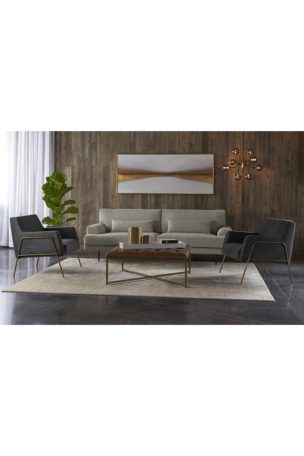 Brown Leather Button-Tufted Ottoman by Splendido Endall, alternate view 6