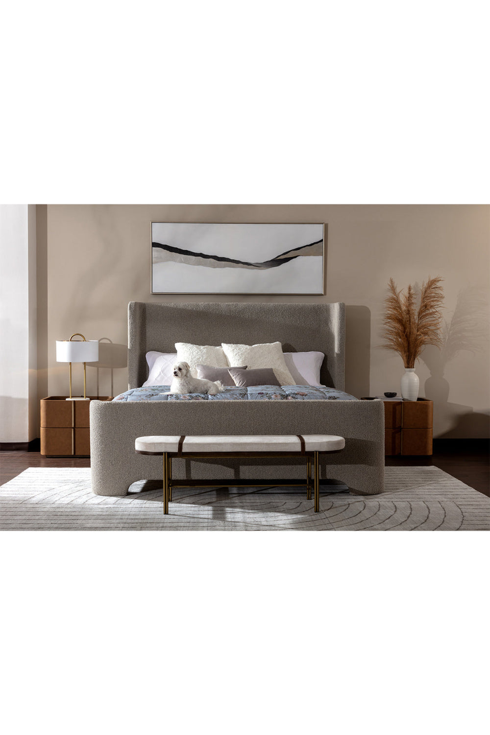 Oval White Fabric Bench by Splendido Elaine, alternate view 5