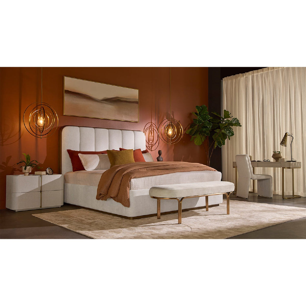 Cream Leather Look 2-Drawer Desk by Splendido Jamille, alternate view 14