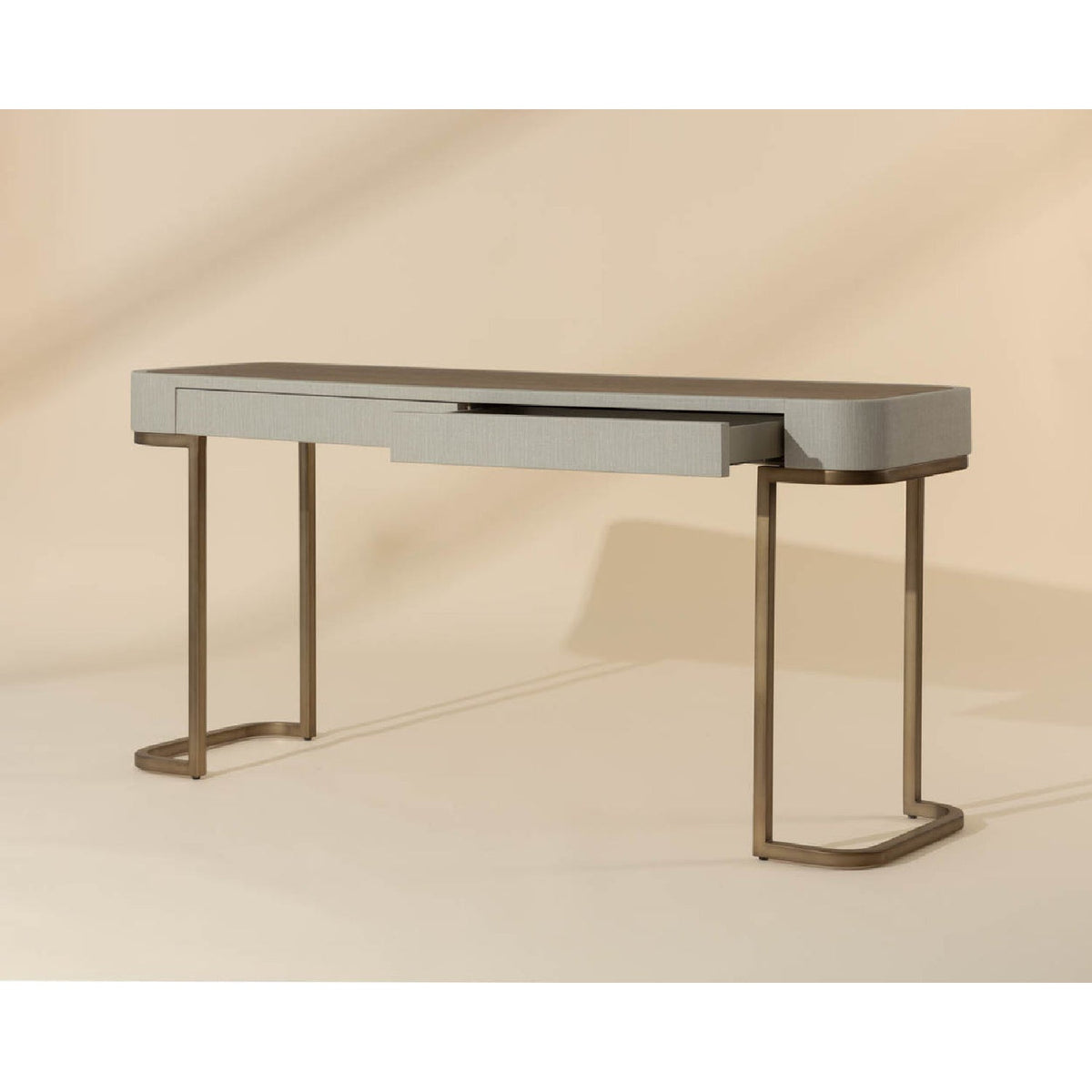 Cream Leather 2-Drawer Console Table by Splendido Jamille, alternate view 10