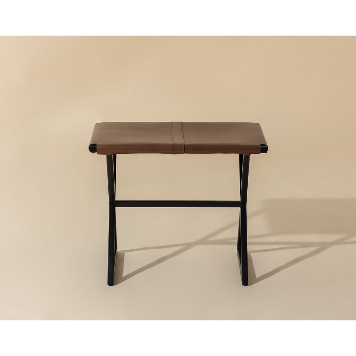 Brown Leather Stool by Splendido Elon Accent Stool, alternate view 6