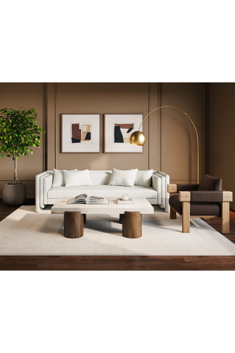 Oak Framed Leather Lounge Chair by Splendido Carmichael Accent Chair, alternate view 28