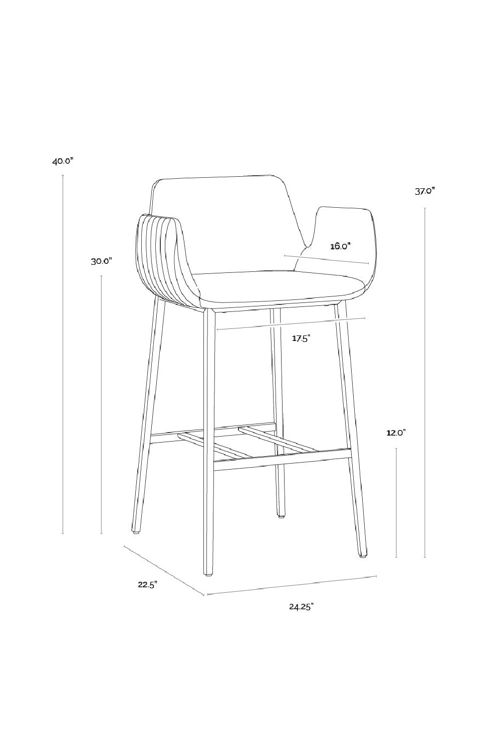Leather-Look Channeled Arm Bar Stool by Splendido Lucano Barstool, alternate view 20