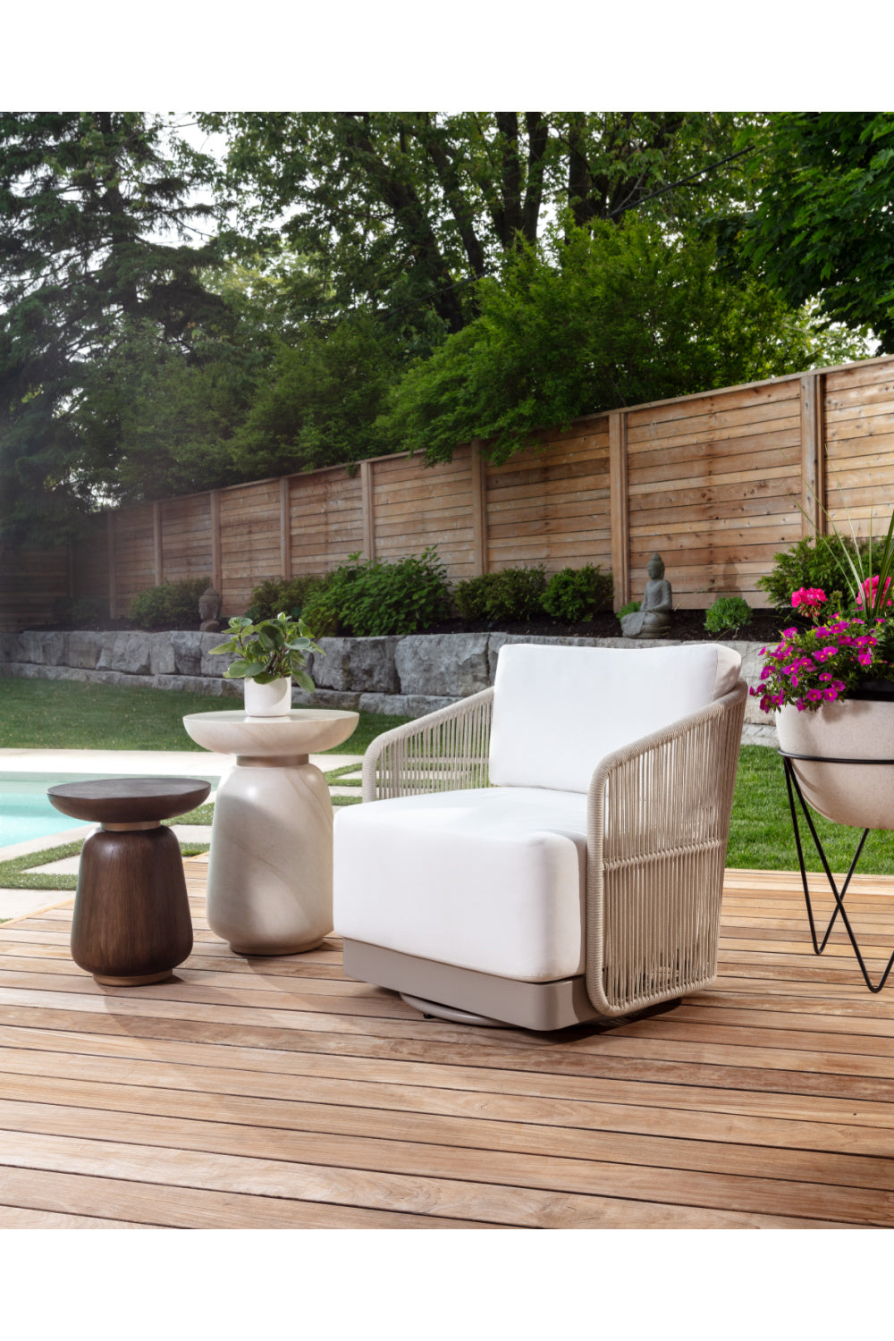 Travertine Look Indoor/Outdoor End Table by Splendido Hali Side Table, alternate view 11