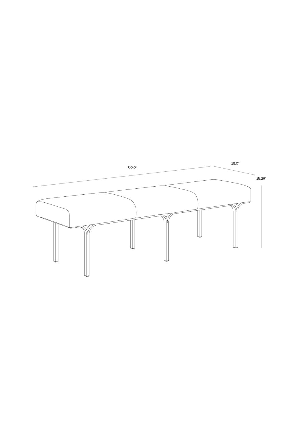 Slim Frame Upholstered Bench by Splendido Nuvella, alternate view 23