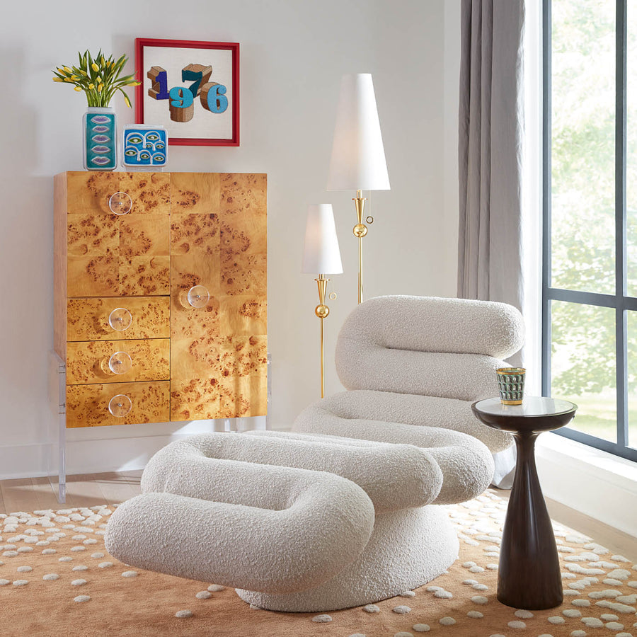 Tube-Shaped Bouclé Chaise Lounge | Jonathan Adler Serpentine | Oroa.com