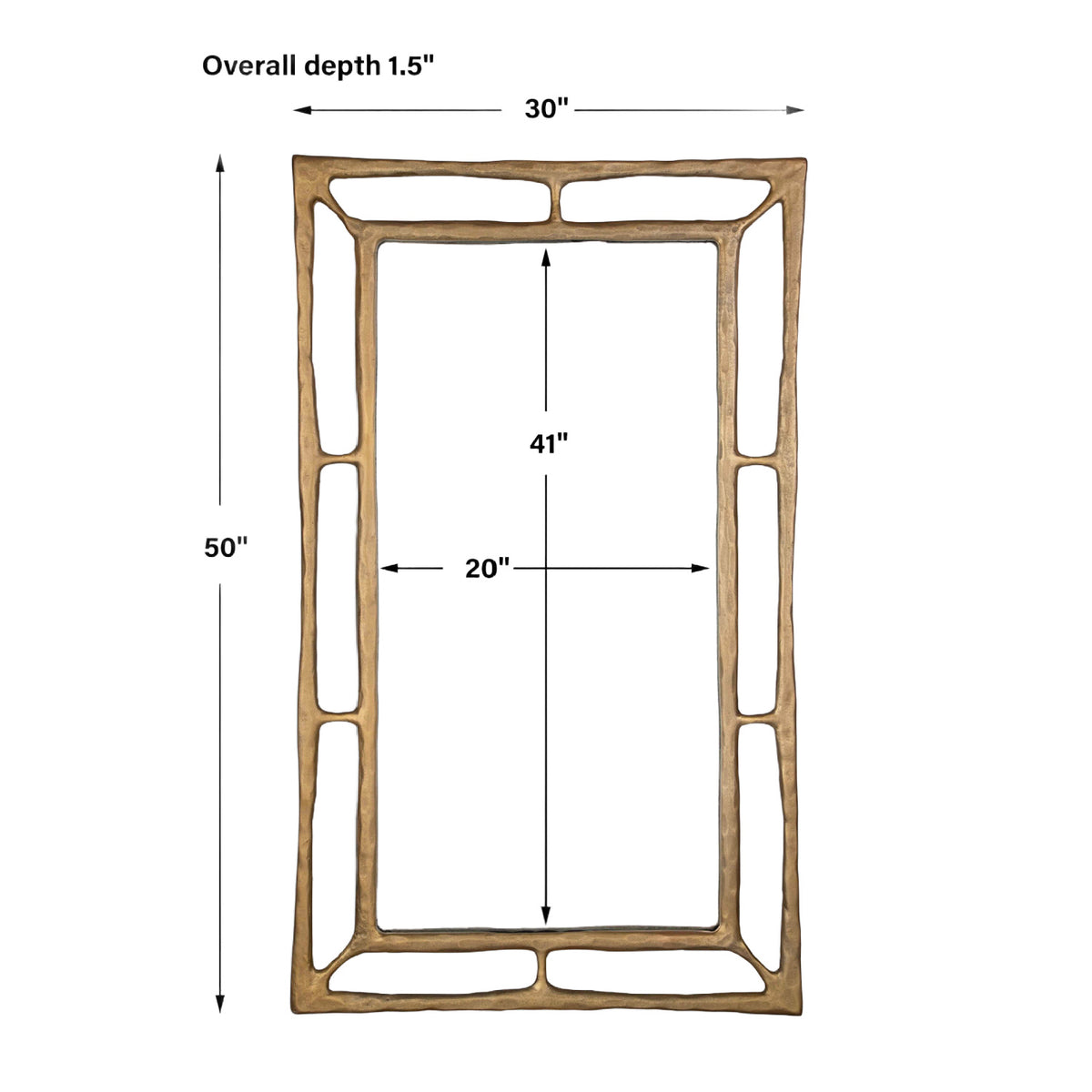 Modern European furniture - Antique Brass Rectangular Mirror - www.oroa.com