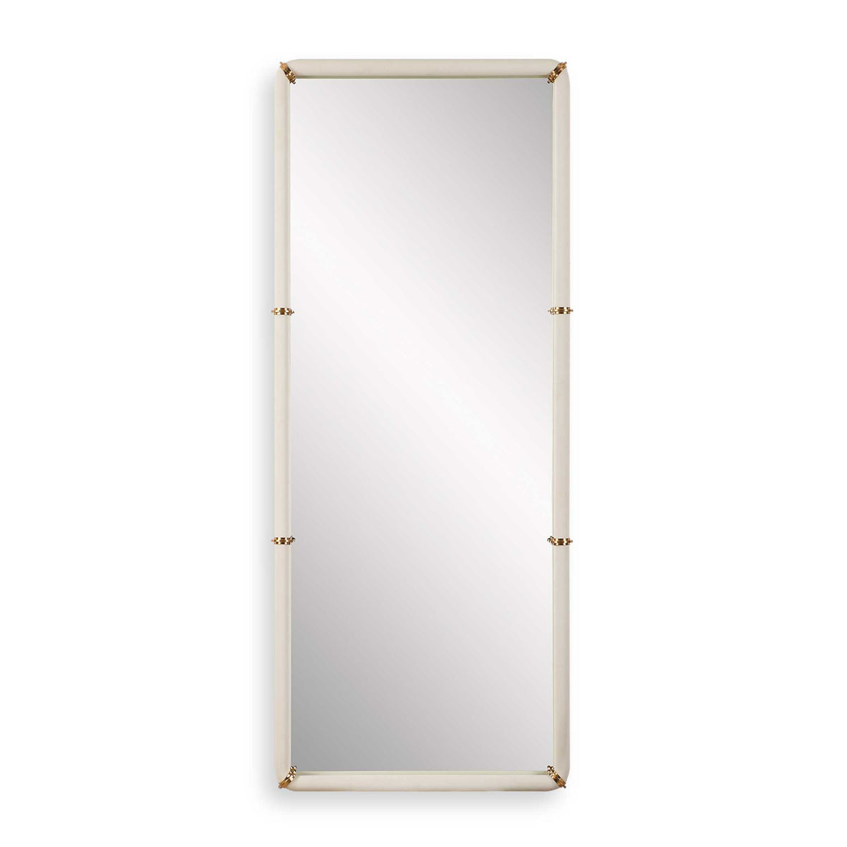 Modern European furniture - White Shagreen Leather Mirror - www.oroa.com