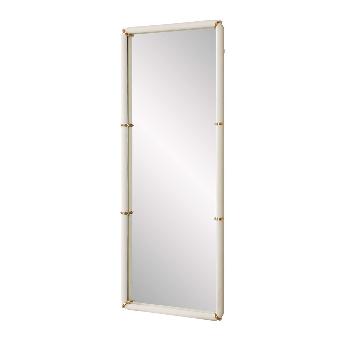 Modern European furniture - White Shagreen Leather Mirror - www.oroa.com