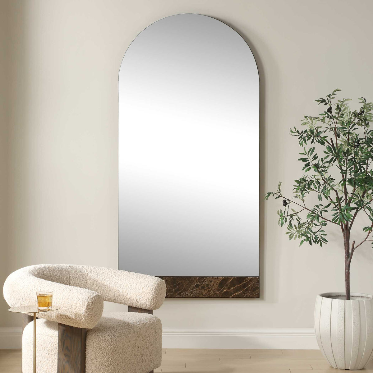 Modern European furniture - Marble Slab Arched Mirror - www.oroa.com