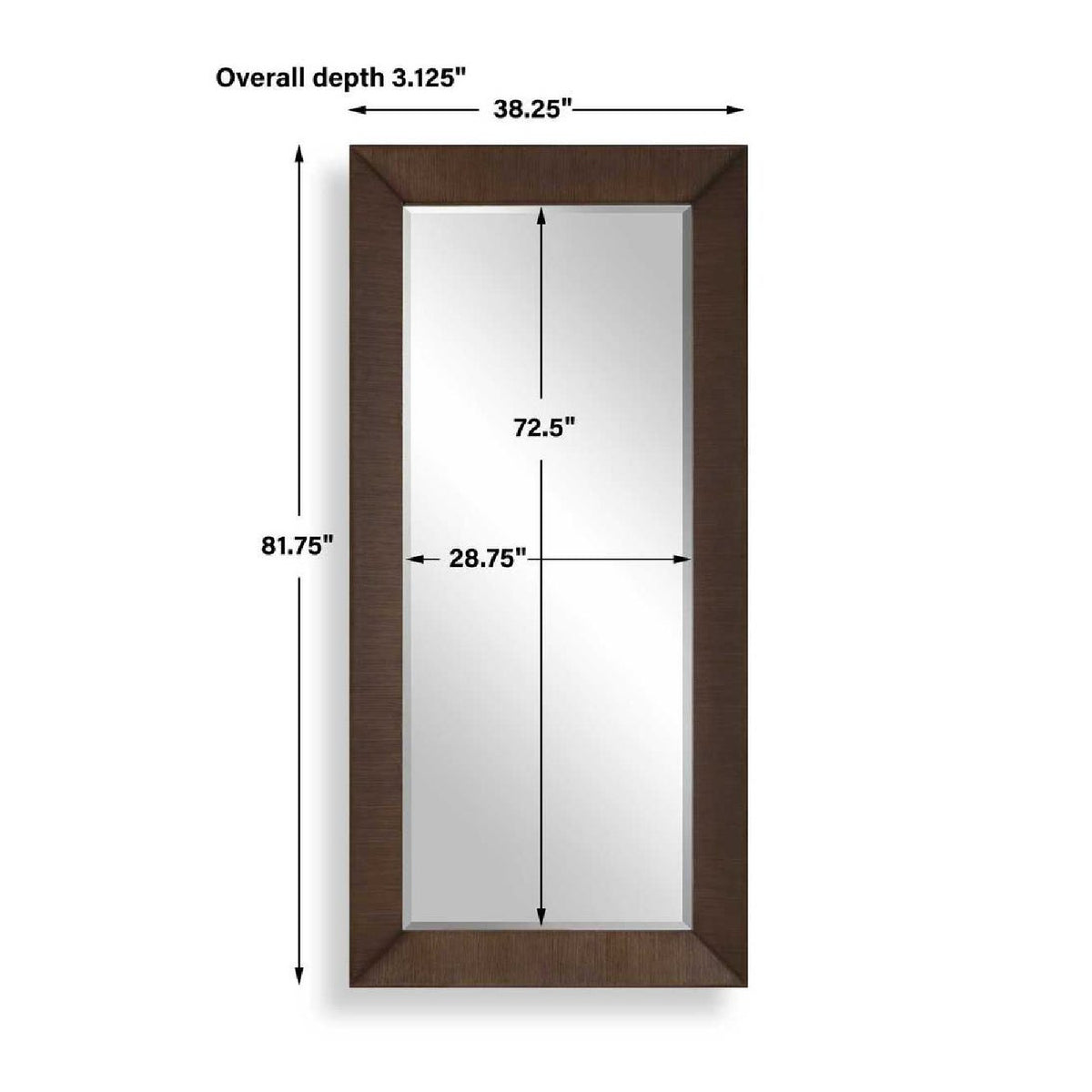 Modern European furniture - Natural Walnut Veneer Tall Mirror - www.oroa.com