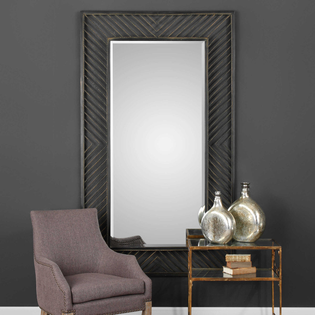 Modern European furniture - Bronze Chevron Mirror - www.oroa.com