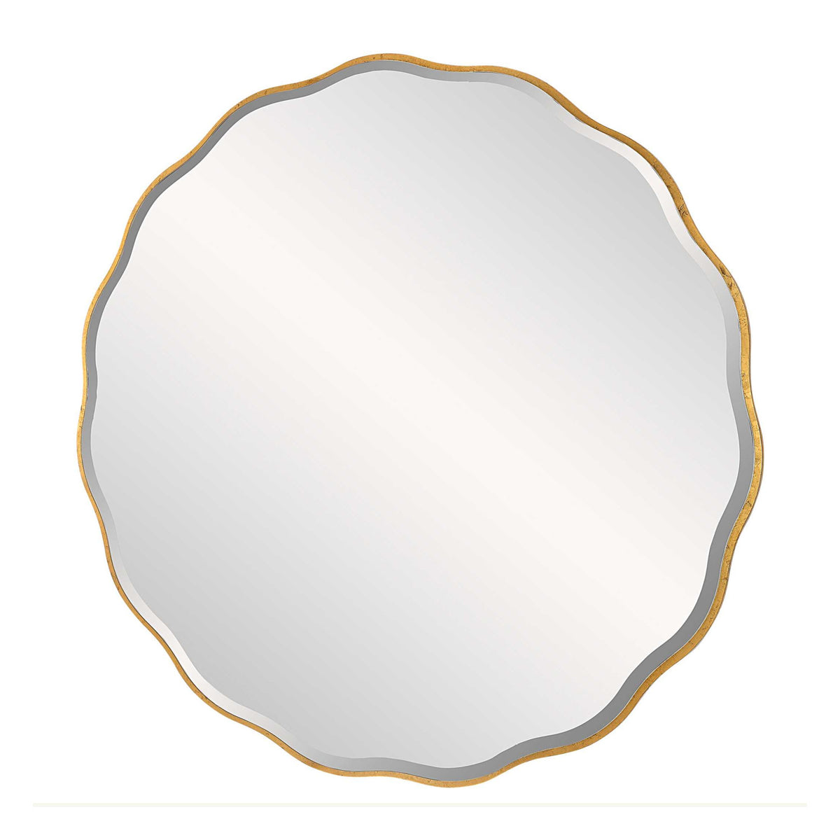 Modern European furniture - Gold Scalloped Round Mirror - www.oroa.com