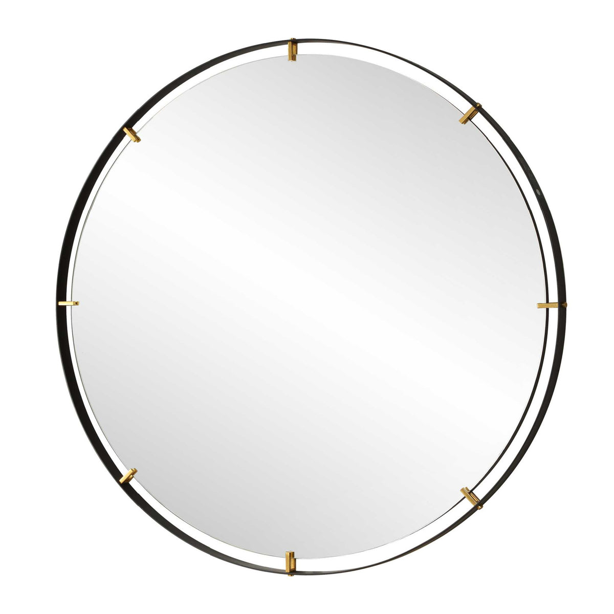 Modern European furniture - Black Iron Round Mirror - www.oroa.com
