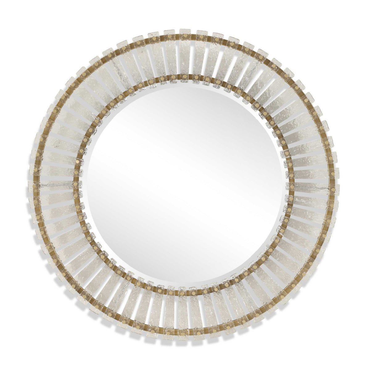 Modern European furniture - Textured Glass Round Mirror - www.oroa.com