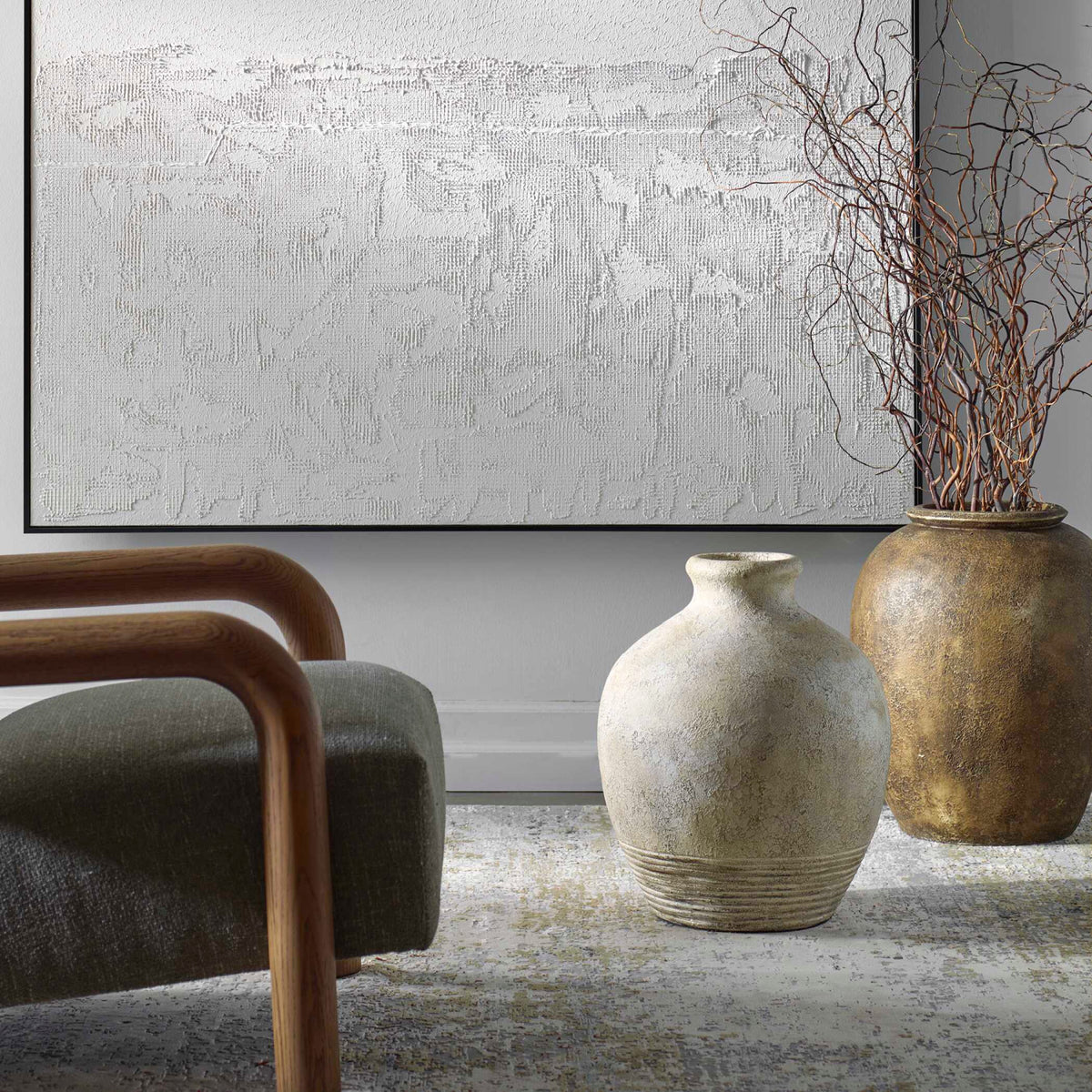 Modern European furniture - Rustic Concrete Ribbed Vase - www.oroa.com