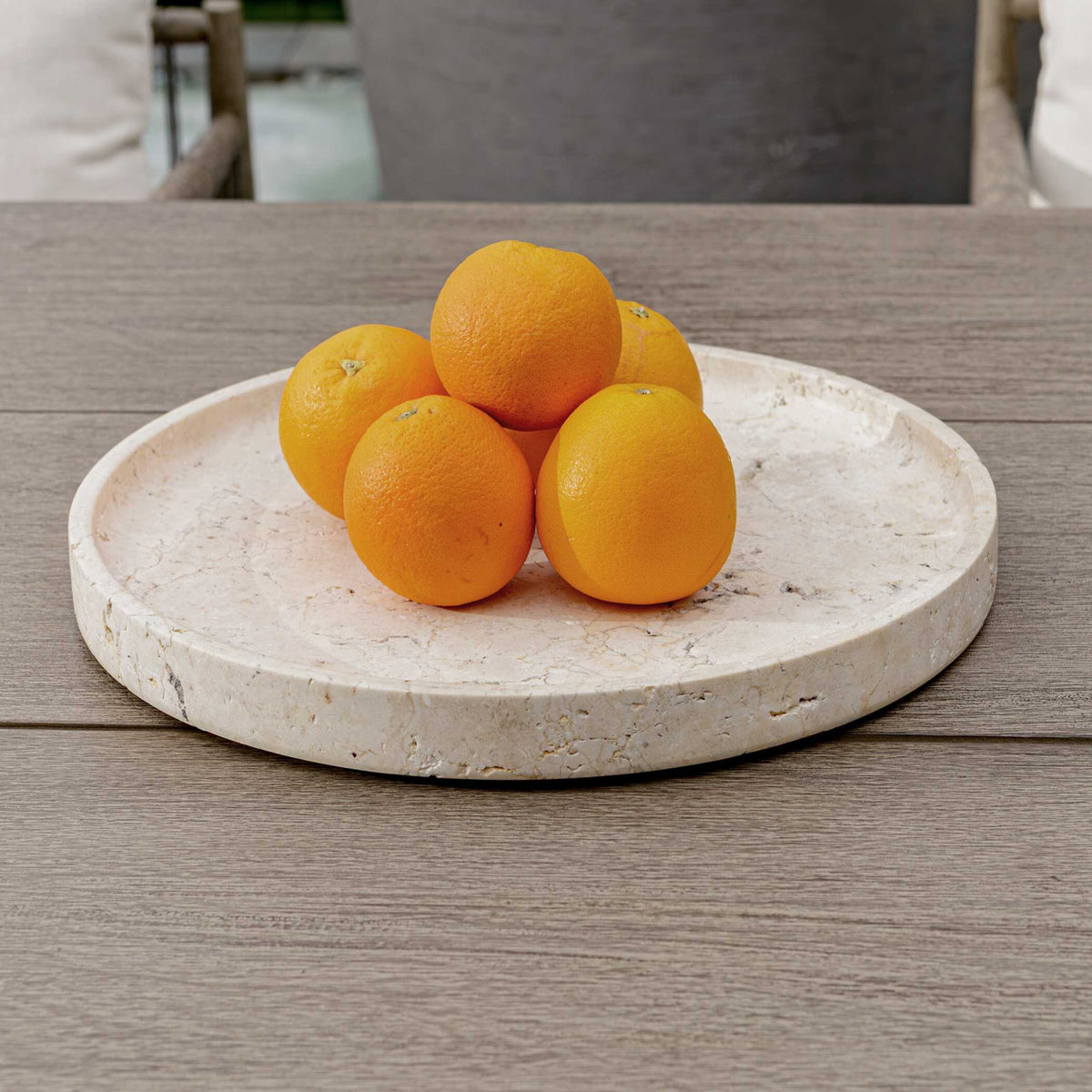 Modern European furniture - Travertine Round Indoor/Outdoor Tray - www.oroa.com