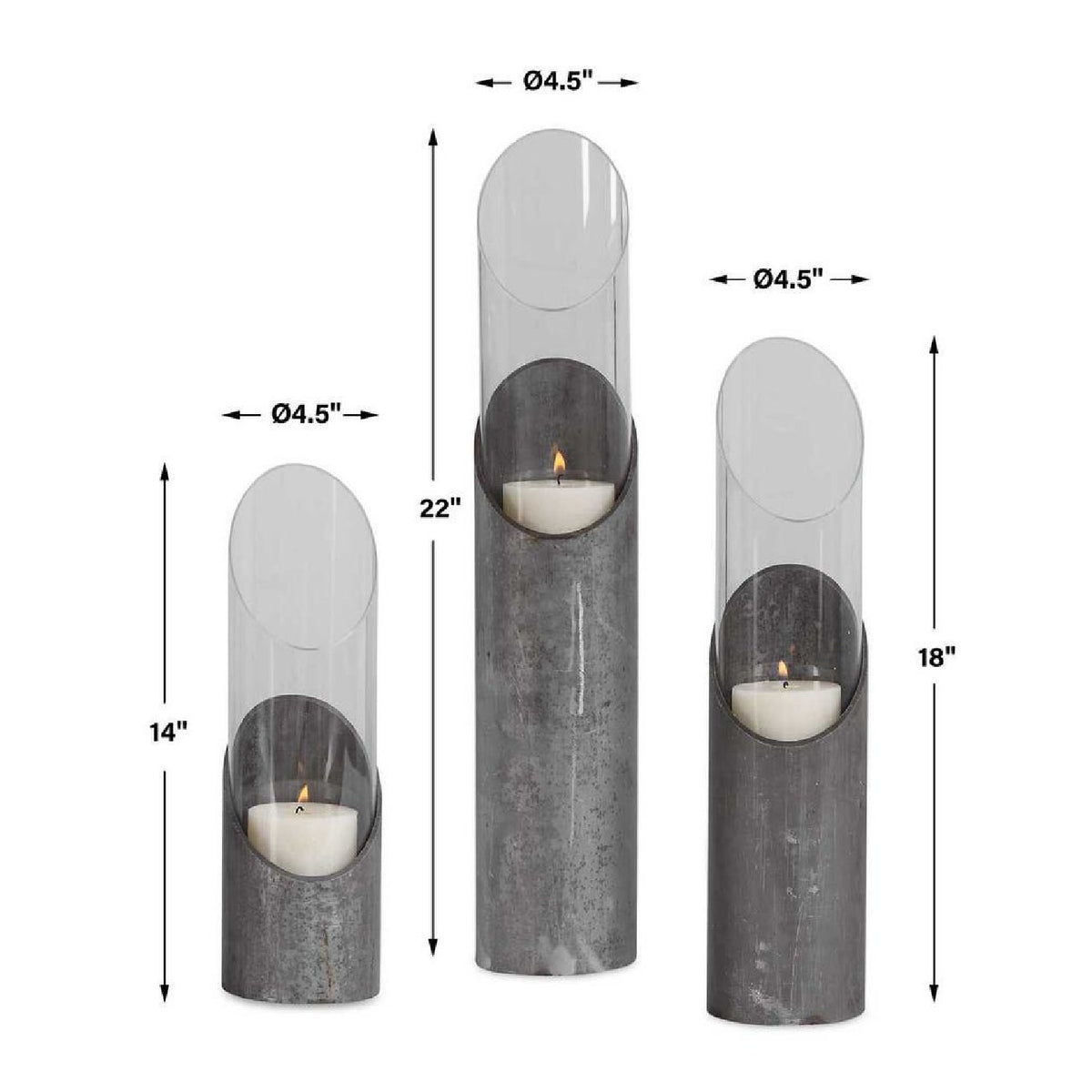 Iron & Glass Cylindrical Candleholders (3) | Uttermost Karter - www.oroa.com