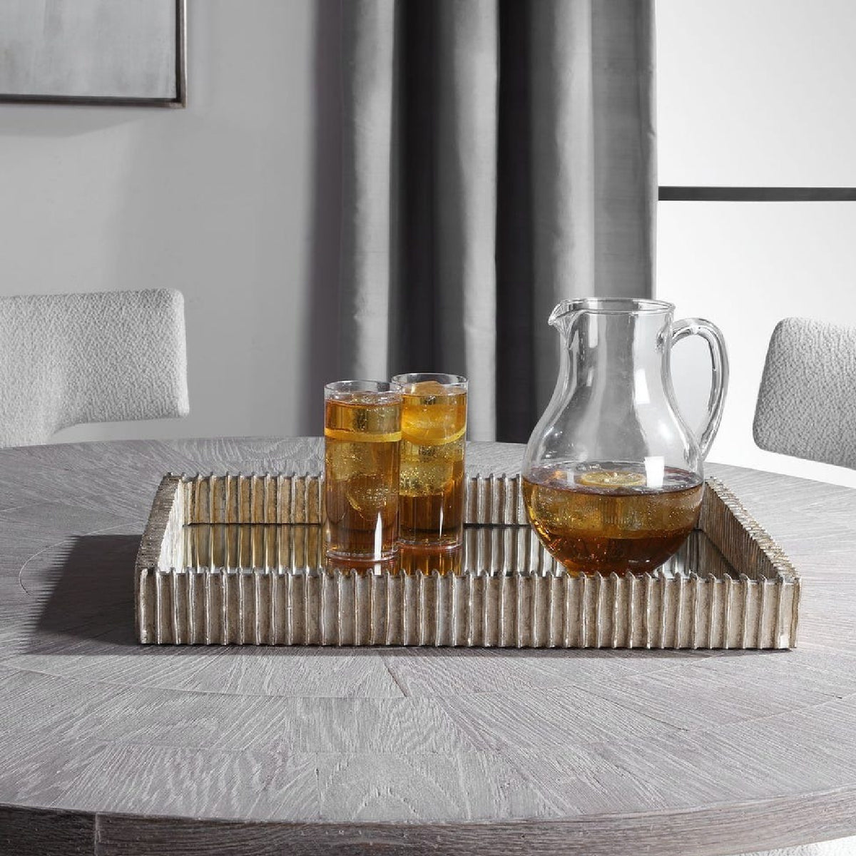 Ribbed Silver Mirrored Tray | Uttermost Talmage - www.oroa.com