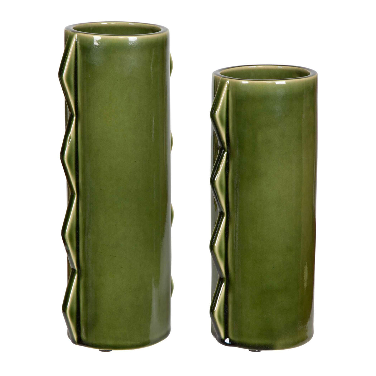 Modern European furniture - Green Ceramic Indoor/Outdoor Vases (2) - www.oroa.com
