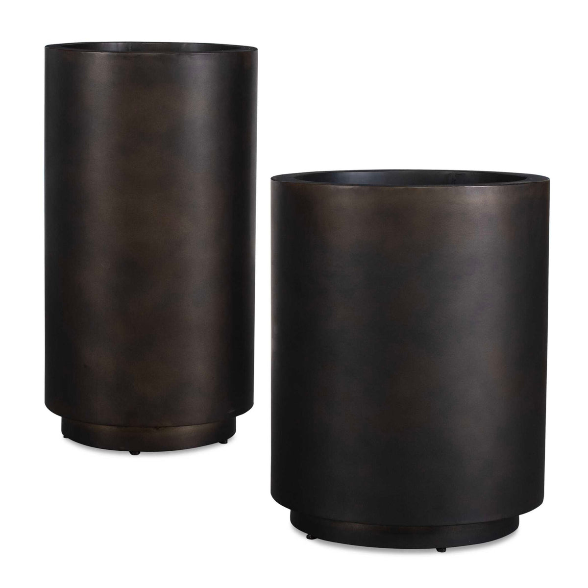 Modern European furniture - Bronze Cylindrical Indoor/Outdoor Planters (2) - www.oroa.com